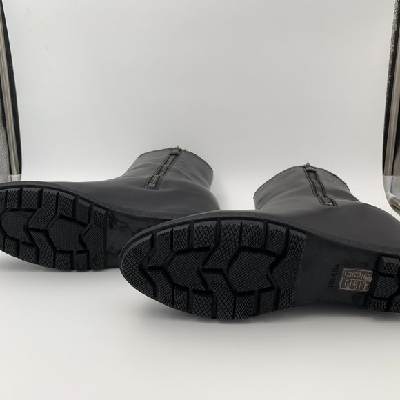 Prada Soft Calf Wedge Ankle Boots/Booties Black size 10.5/40.5 - Picture 5 of 6